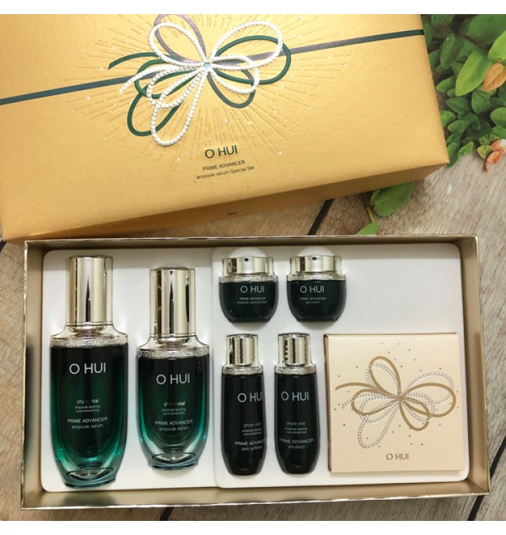 Bộ Tinh Chất Xanh Chống Lão Hóa Ohui Prime Advancer Ampoule Serum Special Set 6sp Đánh Bay Mọi Vấn Đề Về Da Mụn, Sạm, Nám, Lão Hóa Và Nhạy Cảm