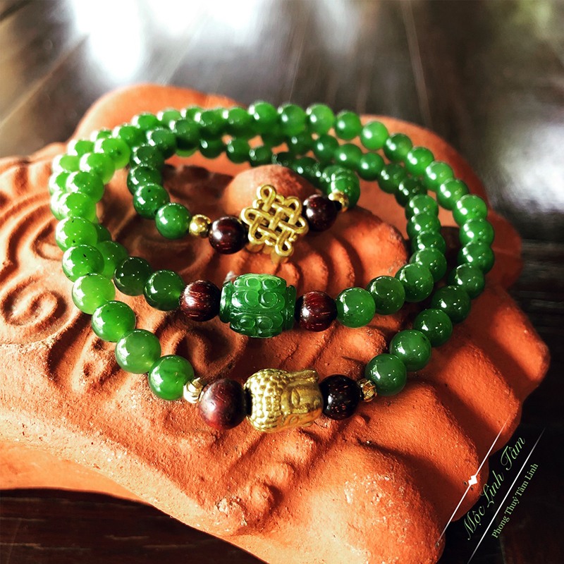 Ngọc bích charm vàng 24k