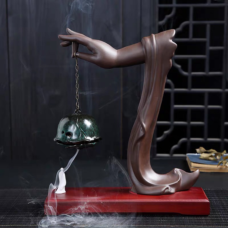 Lư trầm tay Phật đài sen