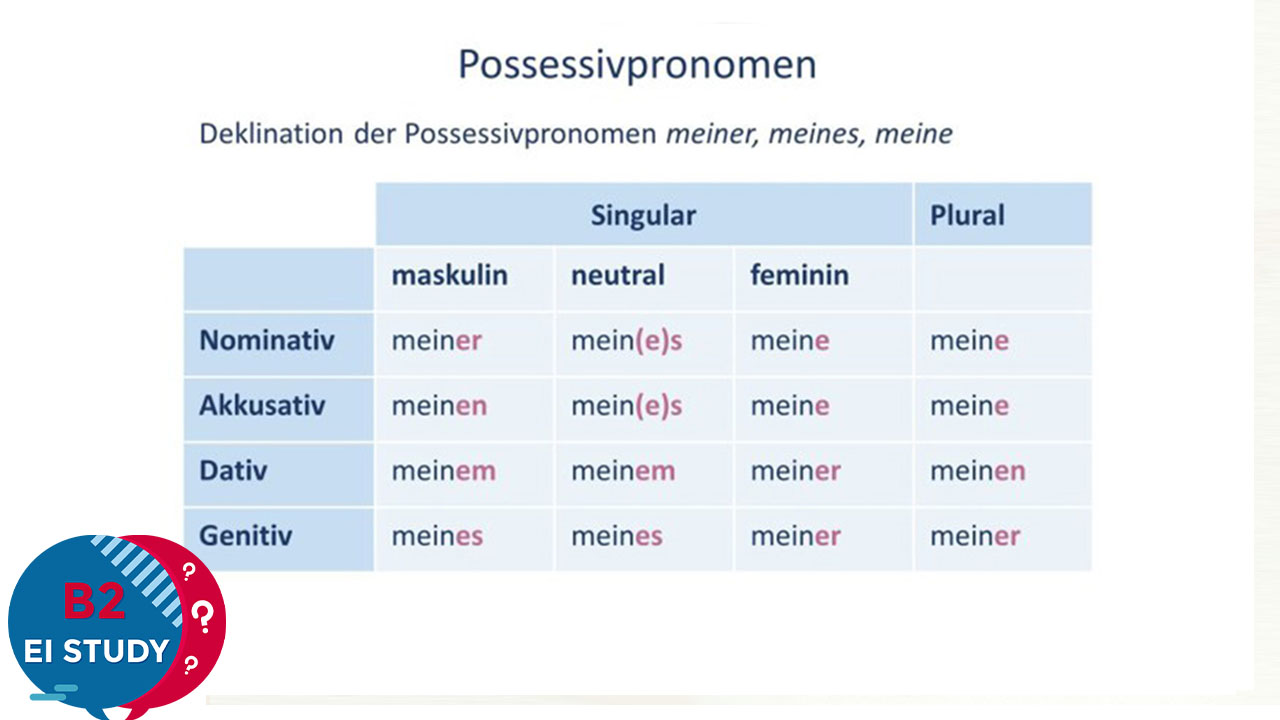 BÀI 26: ĐẠI TỪ SỞ HỮU TRONG TIẾNG ĐỨC - POSSESSIVPRONOMEN